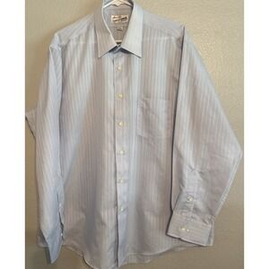 Vintage Sears Roebuck Mens 17.5 34/35 Striped Shirt Single Needle Tailoring 80s